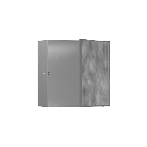 hansgrohe XtraStoris Rock Recessed Wall Niche with Tileable Door 12"x 12"x 5.5" in Brushed Stainless Steel, 56091800 - color: Brushed Stainless Steel, size: 12"x 12"x 5.5"