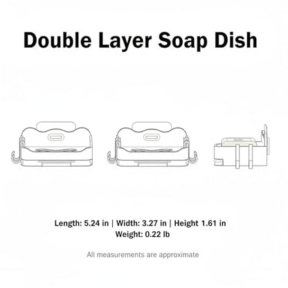 Suction Cup Soap Dish, Double Layer Wall Mount Holder for Shower & Sink, No Drill PP Plastic Drainage Tray (1 Pack) - color: Metallic