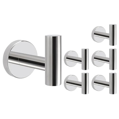 Livabber Bathroom Towel Hooks, 304 Stainless Steel Robe Shower Hooks Wall Mounted, Heavy Duty Towel Hangers for Bathroom Kitchen Bedroom (6 Pack, Chrome) - color: Chrome, size: 6 Pack