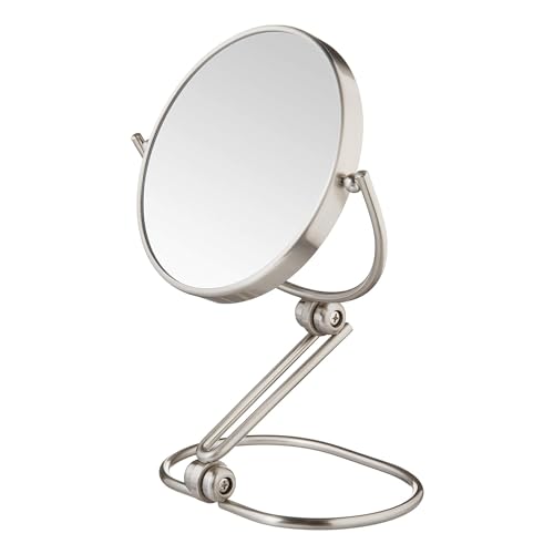 JERDON 5.5" Tabletop Makeup Mirror - 10X Magnification - Nickel - MC450N | Folding Compact for Travel, 1X Reverse Side, 10" Open Height - size: 1"L x 5.8"W