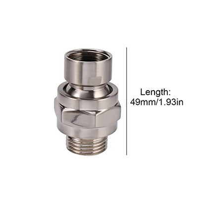 Shower Head Connector,Brass Ball Joint Adjustable Shower Arm Extension Swivel Adapter,Large Water Flow Ball Joint Universal Showering Component Shower Connector,Accessory for Bathroom(Brushed)