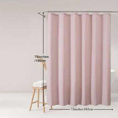 Blush Waffle Weave Fabric Shower Curtain, Textured Heavy Cloth Shower Curtains for Bathroom, Water Repellent Soft Hotel Spa Luxury Elegant Bath Curtain, Machine Washable, Blush, 72x78 Inch - color: Blush, size: 72"W x 78"L (Pack of 1)