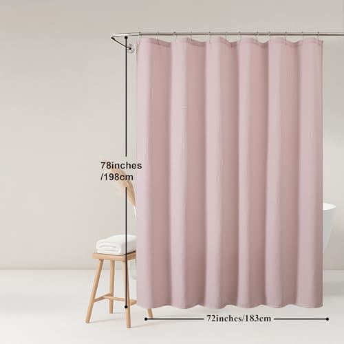 Blush Waffle Weave Fabric Shower Curtain, Textured Heavy Cloth Shower Curtains for Bathroom, Water Repellent Soft Hotel Spa Luxury Elegant Bath Curtain, Machine Washable, Blush, 72x78 Inch - color: Blush, size: 72"W x 78"L (Pack of 1)