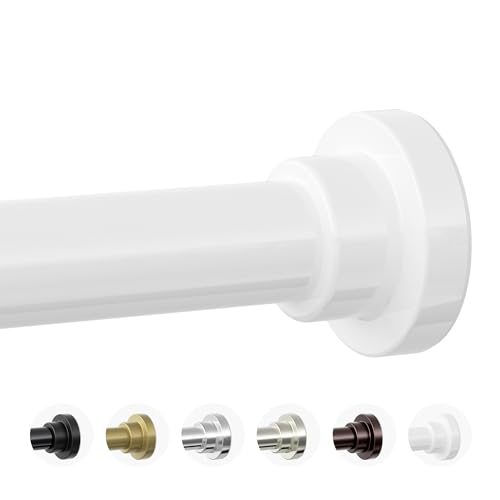 Mcrbeay Shower Curtain Rod, 1" Diameter Heavy Duty Tension Shower Rod, Non Slip Adjustable 28-102 inch No Drilling Shower Curtain Rods Spring Tension For Bathroom, Shower Stall, No Rust, White - color: White, size: 28-102 Inches