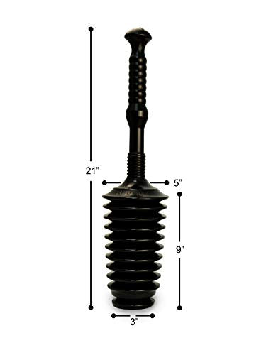 Master Plunger MP500-3TB Heavy Duty Bathroom Toilet Plunger Kit with Tall Bucket. Equipped with Air Release Valve, Black - color: Black - Tall Bucket