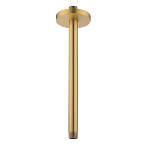 RANDOM Champagne Bronze Shower Arm with Flange 12 Inches Ceiling Mount Shower Head Extension Straight Arm Ceiling-Mounted For Fixed Shower Head.RD91038-12CB - color: 12″ Champagne Bronze(Round Flange)