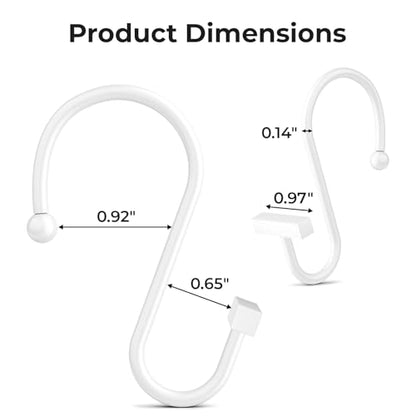 Bathway Shower Curtain Hooks, Shower Curtain Rings Rust Proof, 12PCS Shower Hooks for Shower Curtain, T-Bar Design Convenient Elegant Shower Curtain Hangers for Bathroom Kitchen Wardrobe, White - color: White