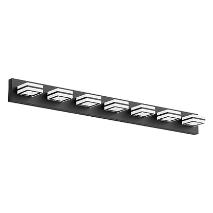 Ralbay 46inch Vanity Light Modern 7 Lights Black Bathroom Vanity Lighting Fixtures Over Long Mirror Acrylic Up and Down Matte Black Bathroom Wall Mounted Lights - color: Black, size: 7 Light