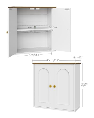 CHOEZON Bathroom Wall Cabinet, Medicine Cabinet with Adjustable Shelf | Modern Wall Cabinet with 2 Doors, Farmhouse Wall Mounted Storage Cabinet, for Bathroom, Living Room, White and Walnut