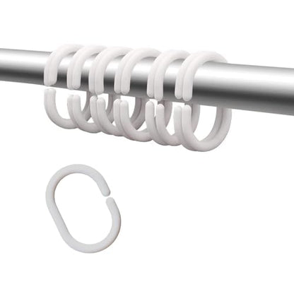 Plastic Shower Curtain Hooks C Shape Shower Curtain Rings for Bathroom Shower Rod Window Curtains Hanger (White, 12pack) - color: White, size: 12pack