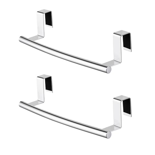 KES Over The Cabinet Door Towel Rack, 2 Pack, Polished Steel | Fit Cabinet Doors Under 1" Thick, EVA Pads, Kitchen Towel Bar Rack, Dish Towel Holder, SUS304 Stainless Steel - color: Polished Steel