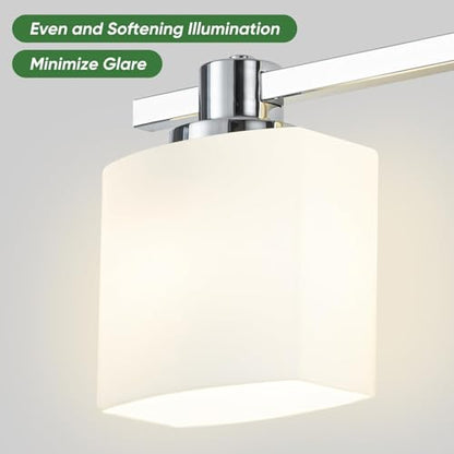32 Inch Chrome Bathroom Light Fixtures Over Mirror 4 Light Bathroom Vanity Light Silver Modern Industrial Makeup Lighting Wall Sconce Shower Farmhouse Rustic Milk Glass Lamp Above Desk Sink - color: Polished Chrome, size: 32 Inches