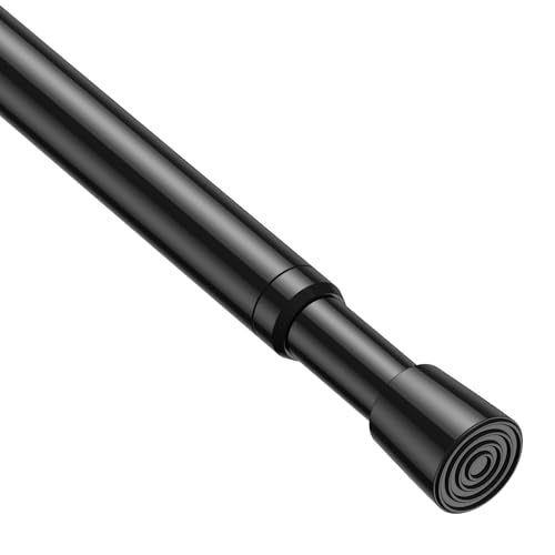 Tension Curtain Rod 28-38 Inch No Drill Expandable Spring Loaded Curtain Rods Adjustable, Small Tension Rod for Window, Kitchen, Closet, Bathroom, Black - color: Black, size: 26-39inch-1PCS
