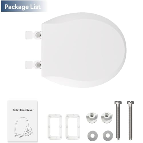 JINGZE Round Toddler Toilet Seat Adult/Child,Built-In Potty Training Seat, Soft Quiet Close Non-Slip Seat, Easy to Install & Clean,Magnetic Kids Seat and Cover,White - color: White, size: Round 16.5inch with Baby Seat