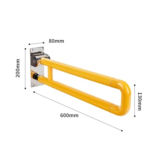 Toilet Grab Bar, Folding Safety Rail for Elderly, Non-Slip ABS Plastic, Flip Up Down Design - color: Yellow