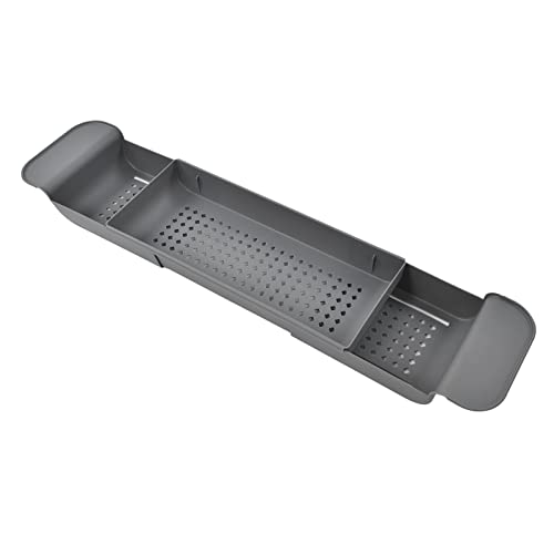 Telescopic Bathtub Holder, Eco-Friendly Bath Shelf, Caddy Tray for Book Lovers, for Bathroom Entertainment (Grey) - color: Gray