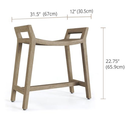 Patented Asia Ascend Mist-Shield Teak Shower Bench with Elevated Height | Durable, Water-Resistant Teak, Shower Chair & Shaving Foot Rest, Indoor/Outdoor Use