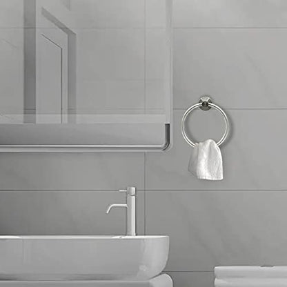 Brushed Nickel Hand Towel Ring - Simple Round Towel Hanger for Bathroom Wall Mounted, Stainless Steel SUS 304 - color: Brushed Nickel Ring