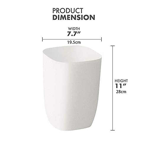 Bathroom Trash Can, Small Garbage Can for Bedroom, Living Room, Kitchen, Slim Cute Plastic Waste Basket for Office, 7L, Matt White - color: White