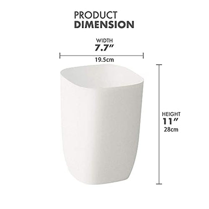 Bathroom Trash Can, Small Garbage Can for Bedroom, Living Room, Kitchen, Slim Cute Plastic Waste Basket for Office, 7L, Matt White - color: White
