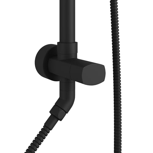 PULSE ShowerSpas Kauai III Matte Black Rain Shower Head with Handheld Spray - 1.8 GPM, 8" Showerhead, 5-Function HandShower, Adjustable Slide Bar - Shower Heads with Handheld Spray Combo - color: Matte Black, size: 1.8 Gallon Per Minute