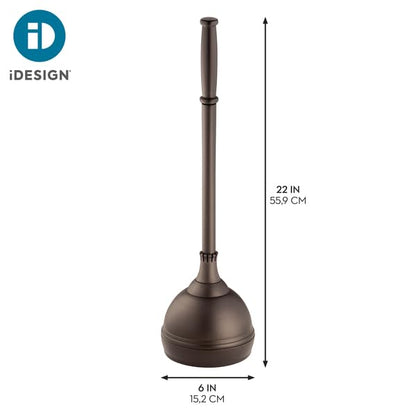 iDesign Kent Plastic Plunger with Cover Set, Bronze | 5.96" x 5.96" x 21.66", For Master, Guest, Kids', Office Bathroom, Cleaning and Storage - color: Toilet Plunger