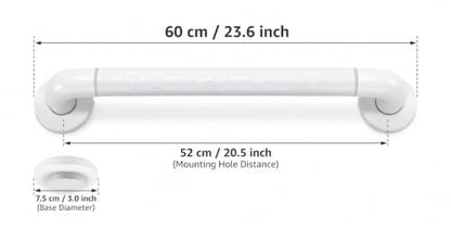60cm Anti-Slip Bathroom Grab Bar 2 Pack, Stainless Steel Safety Shower Handrail with Non-Slip Textured Grip, Wall Mount Toilet Balance Support Rail for Elderly Seniors Disabled, White