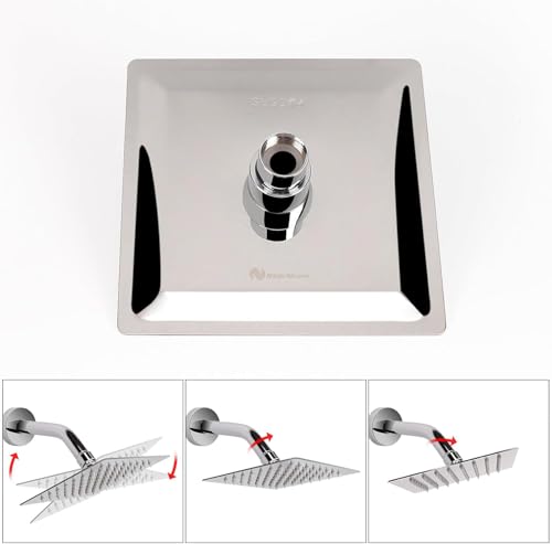 NearMoon Rain Shower Head, High Flow Stainless Steel Square Rainfall Shower, High Pressure Design, Awesome Shower Experience Even At Low Water Flow (6 Inch, Chrome Finish) - color: Chrome Finish, size: 6 Inch Square