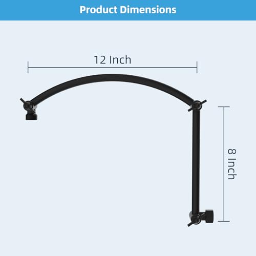 Hibbent All Metal 20'' Shower Head Extension Arm, Matte Black | Solid Brass Adjustable Shower Arm with Lock Joint, Flexible Height & Angle, Universal Connection Shower Head Extender - color: Matte Black, size: 20 Inch