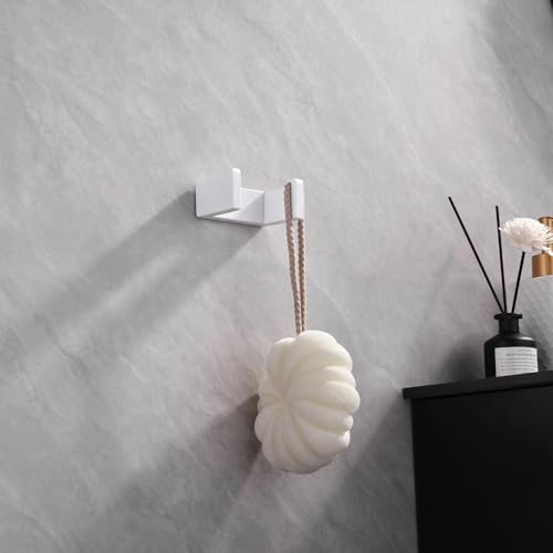 GERZWY 3-Piece Bathroom Accessory Set Stainless Steel Toilet Paper Holder Towel Ring Towel Hooks Wall Mount, White - color: White