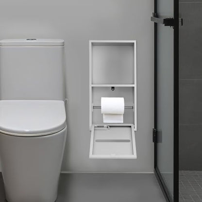 Recessed Toilet Paper Holder, Stainless Steel Shower Niche, Bathroom Wall Niche, Durable Tissue Roll Holder Wall Mount for Bathroom, Space Saving in Wall Toilet Paper Dispenser, Silver - color: Silver