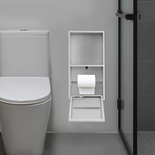 Recessed Toilet Paper Holder, Stainless Steel Shower Niche, Bathroom Wall Niche, Durable Tissue Roll Holder Wall Mount for Bathroom, Space Saving in Wall Toilet Paper Dispenser, Silver - color: Silver
