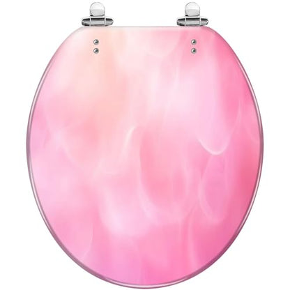 Round Toilet Seat Delicate white pink delicate Background for Valentine s Day Resin Toilet Seat Slow Quiet Close with Quick-Release Hinges Toilet Seat with Cover Easy to Clean Install - color: Multi1, size: 16.5"x14.5"