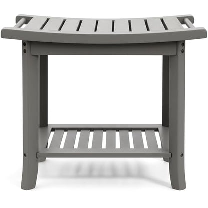 Teak shower bench with Storage Shelf, Shower Stool for Inside Shower, Waterproof Shower Bench Seat, Shower Chair for Inside Shower, Wood Bench, Bathroom Bench (Natural Wood) (Gray Wood) - color: Gray Wood