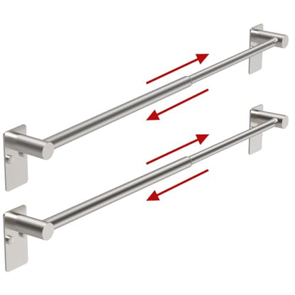Towel Bar, Adhesive or Drill Wall Mount, Brushed Nickel, 2 Pack | Adjustable 16.7 to 28.5 Inch, 304 Stainless Steel Hand Towel Holder, Square Base Towel Racks for Bathroom, Kitchen Use - color: Extended Length–nickel