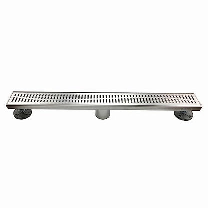 Neodrain 36" Linear Shower Drain with Removable Wave Pattern Grate,Brushed | Professional Brushed 304 Stainless Steel Rectangle Shower Floor Drain Manufacturer,with Leveling Feet, Hair Strainer - size: 36 In