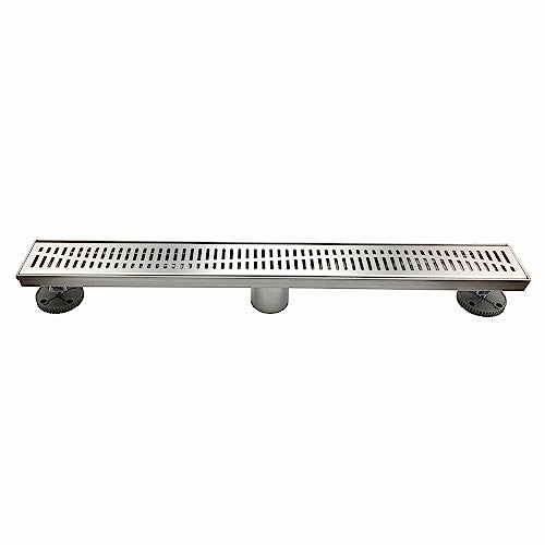 Neodrain 36" Linear Shower Drain with Removable Wave Pattern Grate,Brushed | Professional Brushed 304 Stainless Steel Rectangle Shower Floor Drain Manufacturer,with Leveling Feet, Hair Strainer - size: 36 In