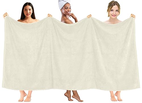 DAN RIVER Pack of 1 Bath Sheet 40x80 Inches, Extra Large Quick Dry Bath Towels, Hotel Collection Towels for Adults - Ivory - color: Ivory