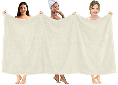 DAN RIVER Pack of 1 Bath Sheet 40x80 Inches, Extra Large Quick Dry Bath Towels, Hotel Collection Towels for Adults - Ivory - color: Ivory