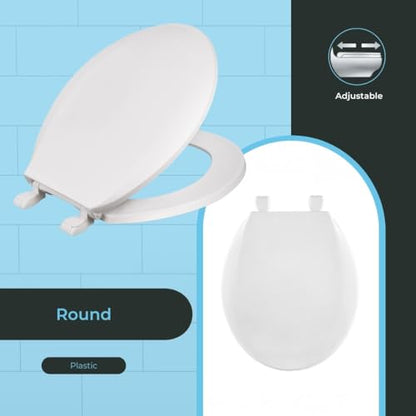 Centoco Round Toilet Seat, Economy, Light Weight Residential, White | Closed Front, Cover, Plastic, Made in the USA, DSAMAZ12-001 - color: White, size: Round