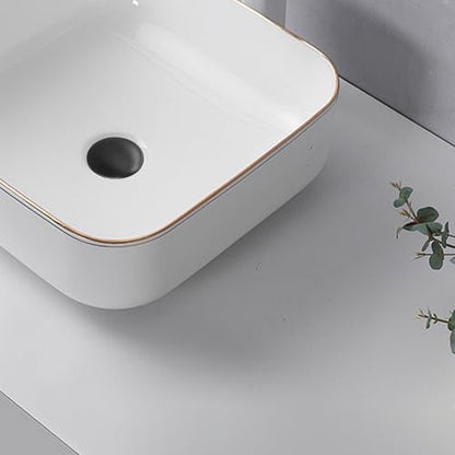 Bathroom Basin Drain With Strainer Basket For Countertop Bathtub, Brass And Ceramic Up Stopper(Black) - color: Black