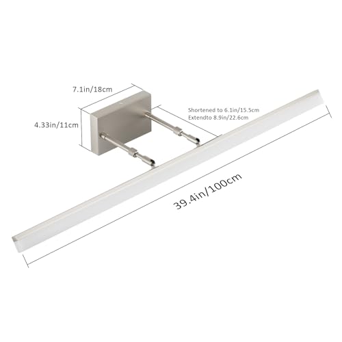 Aipsun 40 inch Modern Brushed Nickel Vanity Light Adjustable LED Bathroom Light Fixtures Over Mirror Rotatable Vanity Lighting 5500K - color: Brushed Nickel, size: 40 in