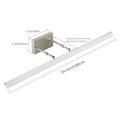 Aipsun 40 inch Modern Brushed Nickel Vanity Light Adjustable LED Bathroom Light Fixtures Over Mirror Rotatable Vanity Lighting 5500K - color: Brushed Nickel, size: 40 in
