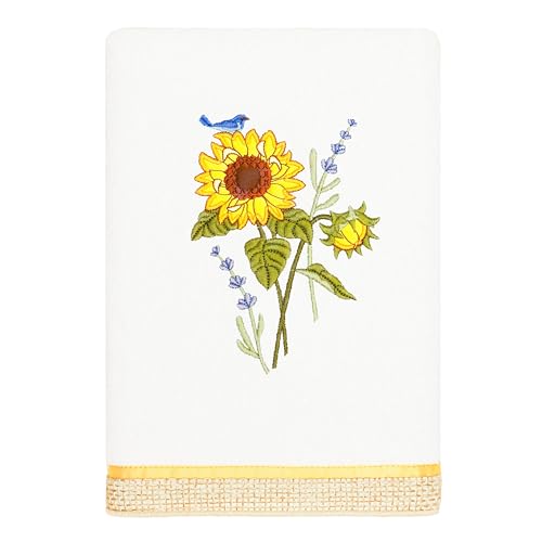 Jubilant 4-Piece Premium Towel Set, Vibrant Floral Applique, Luxurious Turkish Cotton, Soft & Durable, Elegant Bath Ensemble, 2 Bath 2 Hand Towels, White - color: White, size: 2 Pcs Bath 2 Pcs Hand Towel