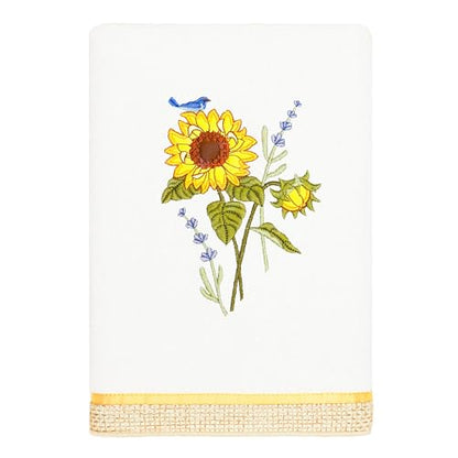 Jubilant 4-Piece Premium Towel Set, Vibrant Floral Applique, Luxurious Turkish Cotton, Soft & Durable, Elegant Bath Ensemble, 2 Bath 2 Hand Towels, White - color: White, size: 2 Pcs Bath 2 Pcs Hand Towel