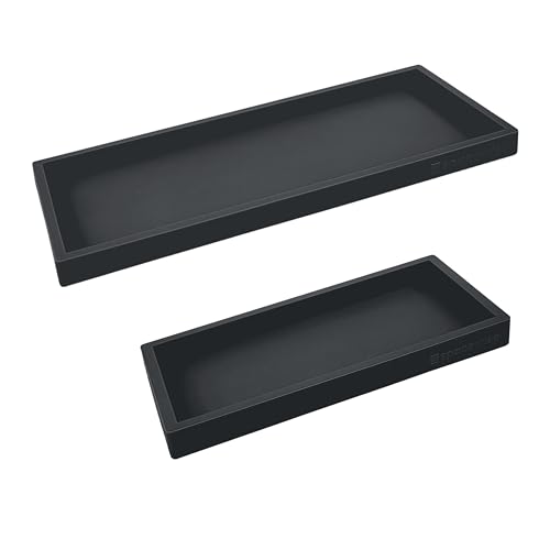 Spacewiser Countertop & Vanity Silicone Tray – 2 PC (11.7" & 7.7") Set | Bathroom Tray & Kitchen Soap Tray Set, Bathroom Counter Tray, Kitchen Sink Dish Soap Tray for Countertop Organization - color: Black, size: Set‐ 1 Small + 1 Large