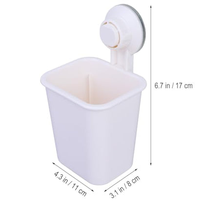 1pc Suction Cup Toothbrush Holder: Punch Free Toothpaste Rack Simple Wall Toiletries Organizer (White) - color: White