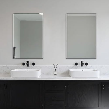 Ruomeng 2-Pack Bathroom Vanity Mirrors for Wall 24" x 36", Frameless Rectangle Mirror with Beveled Edge for Over Sink, Wall Mounted Mirror - size: 36"x24"-2pcs