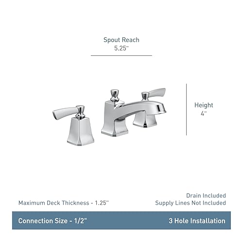 Moen Conway Spot Resist Brushed Nickel Two Handle Widespread Bathroom Sink Faucet with Valve Included, 84926SRN