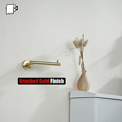 JQK Gold Toilet Paper Holder, 5 Inch Tissue Paper Dispenser, 304 Stainless Steel Thick 0.8mm Wall Mount, Brushed Brass 2 Pack, TPH100-BG-P2 - color: Gold, size: Bar(2 Pack)